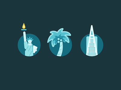 Work where you want branding design icon icons illustration landing page location nyc palm palm tree sf spot