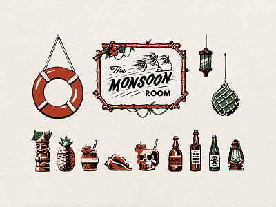 The Monsoon Room bar branding branding agency design hospitality illustration lifestyle logo skate surf visual identity