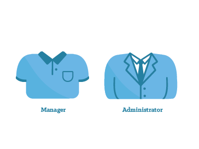 Icons administrator blue cute icon illustration manager office polo rounded suit tie vector