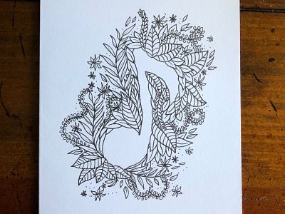 Music Garden Card card flowers hand drawn ink leaves music note plants