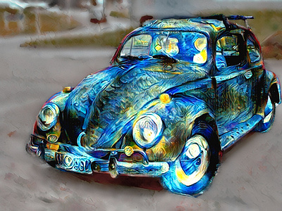 Starry Night Beetle abstract art arte artist artwork automotive beautiful beetle car classic cars design illustraion painting surreal surrealism van gogh vintage vintage design volkswagen watercolor