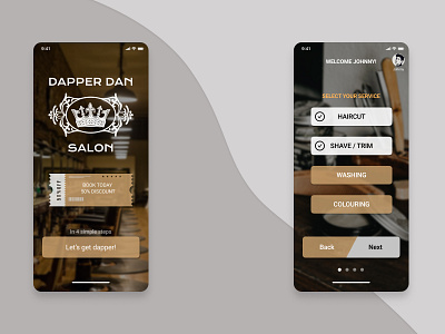 Men's hair salon booking app concept app app design artwork beautiful branding designs latest trending ui ui ux ui design uiux ux