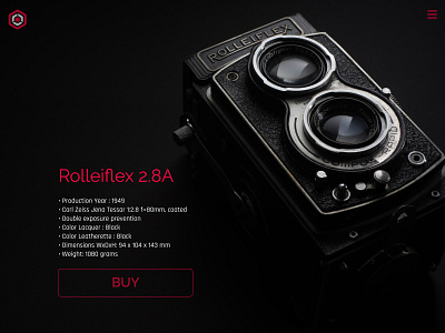 Vintage Camera website UI