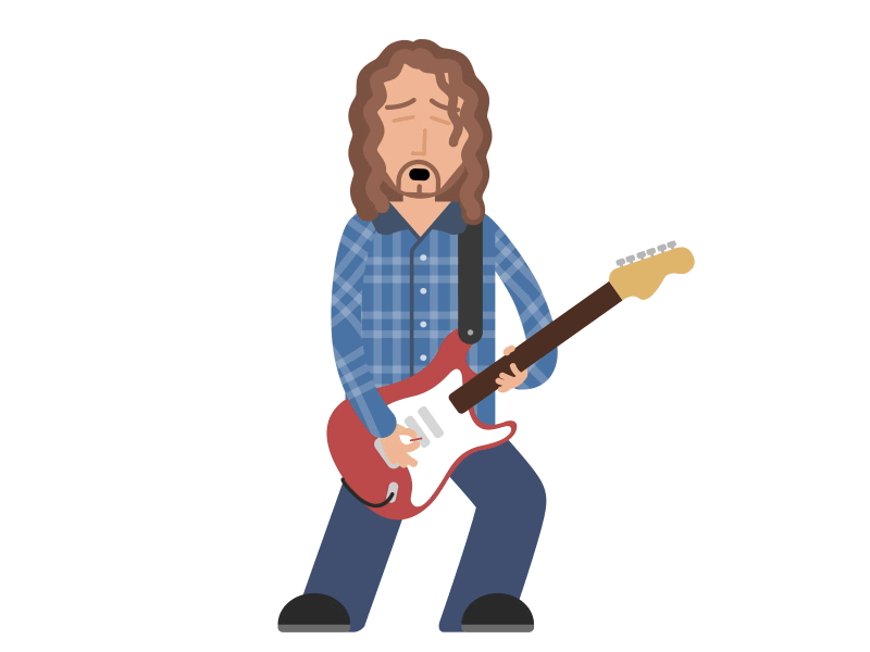 JF character loop animation character design guitar illustration rigging vector