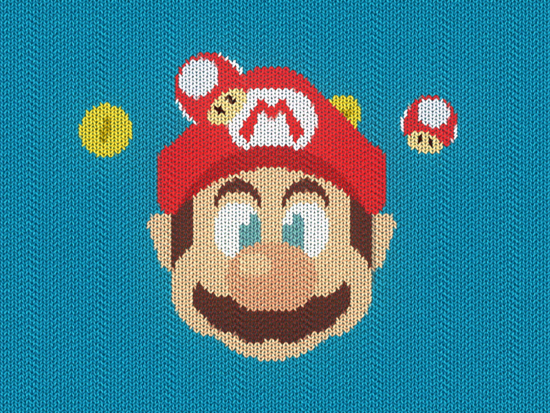 Mario sweather character christmas design illustration knit mario motion super vector