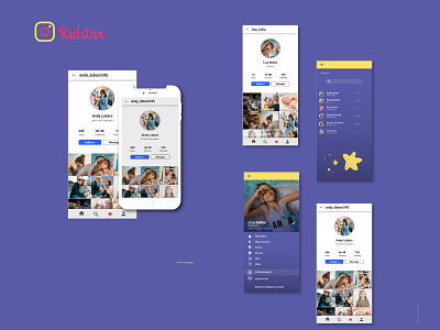 KidStar branding cartoon illustration design icon illustration instagram mobile app design typography ui ux