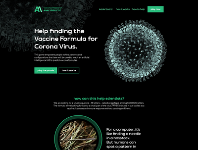 AnalysisMode | Vaccine Discovery for Covid-19 covid 19 gamified gamified toolls landingpage ui ux