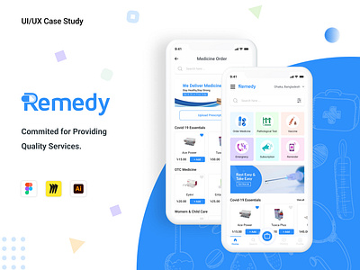 Remedy-Online Medicine Delivery App, 
UI/UX Case Study