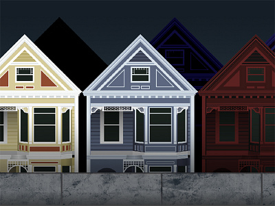 Painted Ladies- Vector for parallax animation animation house illustration motion night san francisco vector