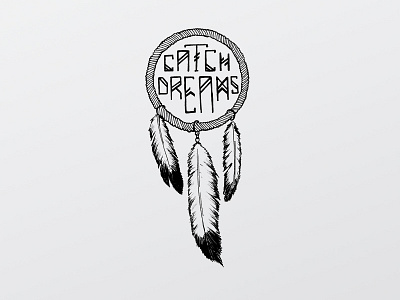 Dreamcatcher dreamcatcher feather hand drawn illustration indian ink lettering tribal typography