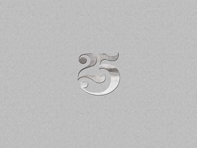25 25 anniversary emblem icon logo mark metallic numbers numerals silver typography