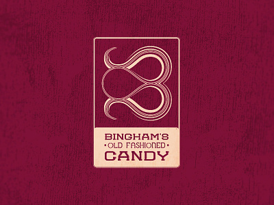 Bingham's Old Fashioned Candy Logo branding candy cream fill illustration logo red ribbon stroke type typography width