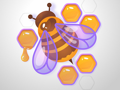 bee and honeycomb art bee cute game art honey icon illustraion orange vector
