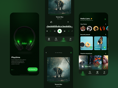 Music UI dark mode music podcast spotify ui