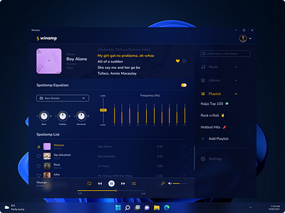 Winamp Redesign dark mode design desktop ui winamp windows 11