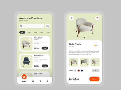 UI design practice with Furniture shop App app design illustration ui ux vector