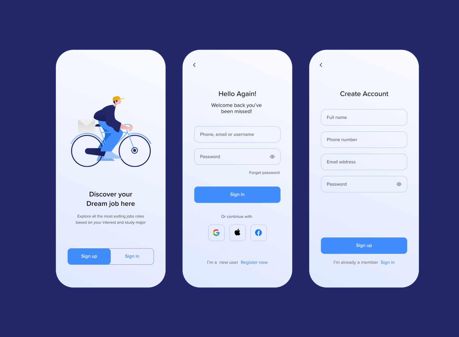 HR register and login screens by Burcu Kıymaz on Dribbble