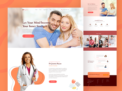 Psychric - psychologist landing page branding clinic debut design doctor flat health icon illustration logo medical minimal portfolio trend 2020 typography ui ux vector web website