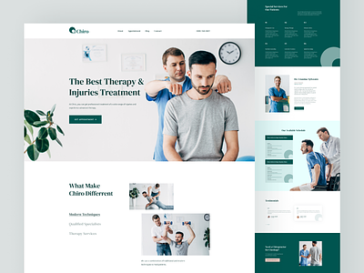 Chiro - Chiropractic Care Landing Page branding chiropractic clean clinic design doctor flat health logo medical minimal portfolio therapy trend 2020 typography ui ux web website