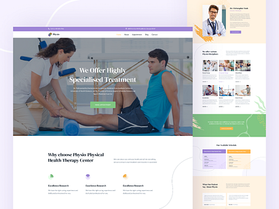 Physio - Physiotherapist Landing Page branding clinic design doctor figma flat health illustration logo medical minimal physiotherapist physiotherapy trend 2020 typography ui ux vector web website