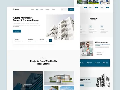 Realla - Real Estate Landing page branding clean design corporate creative design landing page minimal simple theme ui user experience user interface ux ux design web design website wordpress