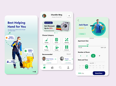 Home Service App android app book branding cleaning cleaningservice design designs graphic design home homeservice illustration ios logo mobile services ui ux web