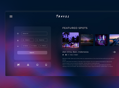 TRAVEL Aurora Landing Page aurora booking booking app booking system glassmorphic glassmorphism travel travel app