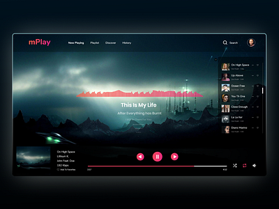 mPlay Music Player built for Web app design colorful ui design media player ui ux music player music player ui ux music ui ux spotify ui ui web app design web player webplayer website design