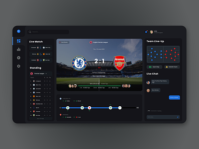 Football Dashboard-Dark Mode darkmode dashboad football interface sports ui uidesign uiux