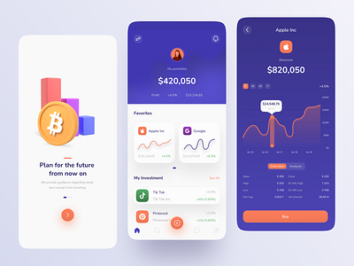 Investment Mobile Apps apps awesome design branding clean clean ui crypto crypto currency crypto wallet design interface investment mobile app design payment app trend ui uidesign uiux ux