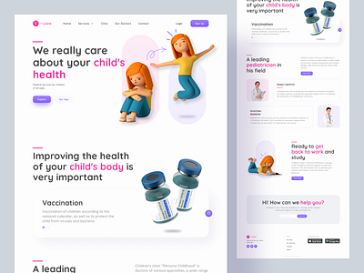 Pediatrics Clinic - Landing Page childcare clinic doctor health healthcare homepage interface landing page medicine pediatrics clinic uidesign uiux web design