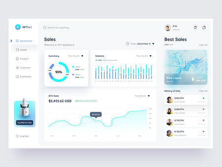 NFT Dashboard Design by Arip for Enver Studio on Dribbble