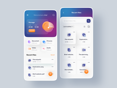 Cloud Storage - Mobile Apps Design by Arip for Enver Studio on Dribbble