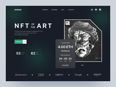 NFT Station - Landing Page blockchain crypto crypto exchange crypto website hero page interface landing page nft uiux