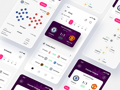 Live Score App - UI Kits apps betting football interface live score live update livescore minimal design mobile soccer app sports stats ui