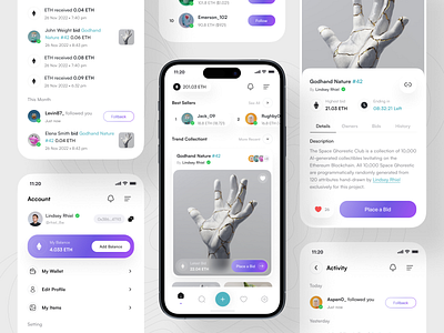 NFT Market App UI Kit apps blockchain crypto cryptocurrency interface mobile mobile app design mobile ui nft uidesign uiux web3