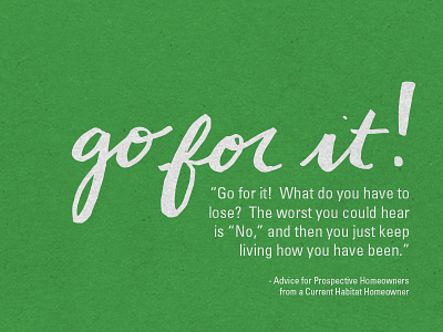 Go For It annual report go for it green habitat for humanity hand lettering inspiration lettering minnesota nonprofit quote tristan richards univers