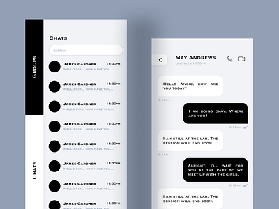 Direct messaging UI chat dailyui dailyuichallenge message monochrome monochromic ui