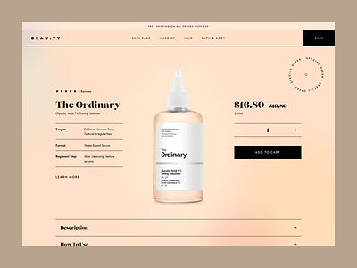 BEAU.TY - Product details page clean design e-commerce ecommerce eshop product shopify skin care ui ux web