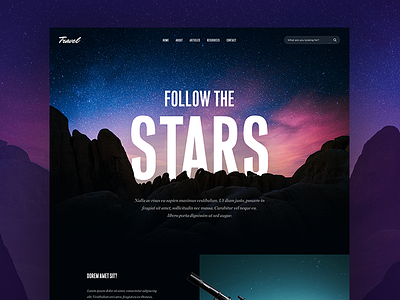 Article page design article blog cards clean desig landscape mountain stars travel ui ux web