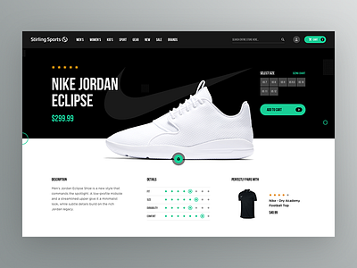 Sports Wear Website Redesign - Product Details black card clean e commerce eshop product redesign shopify sport wear