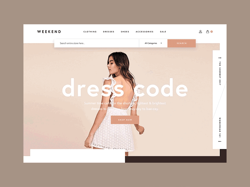 Fashion Shop Concept clean dress e commerce eshop fashion homepage magento shopify
