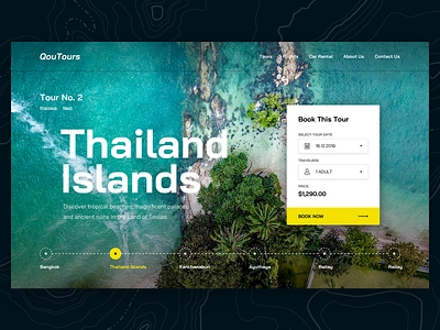 Qoutours clean design islands thailand tour tours travel typography ui ux web