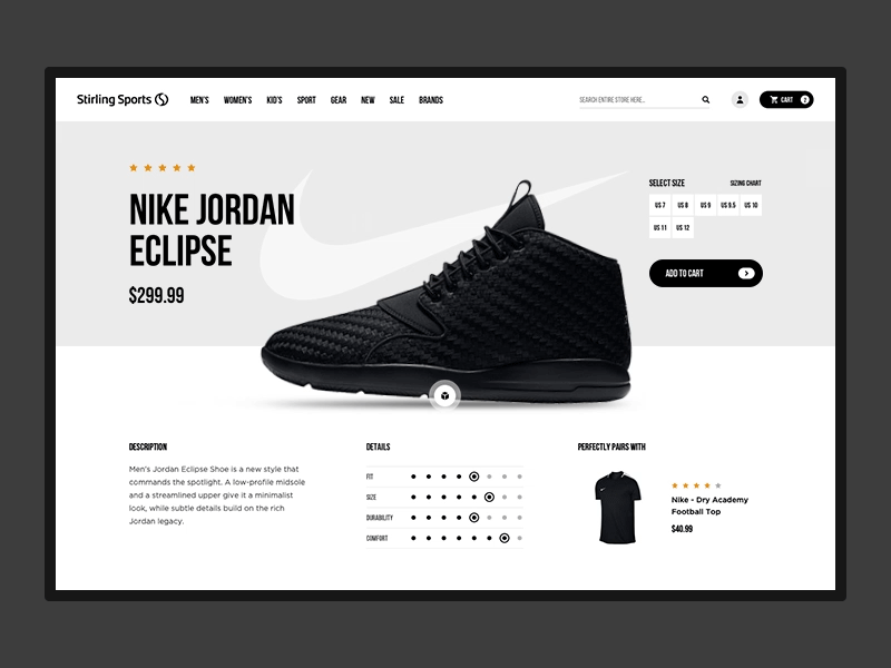 Sports Wear Website Redesign - Product Details White Version
