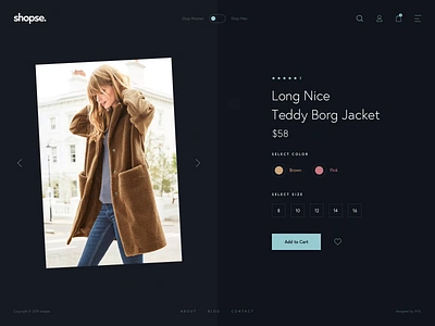 shopse. - Product Details Page animation clean clothing design e commerce e commerce design eshop fashion jacket magento minimal pdp product redesign shop shopify ui ux web woocommerce