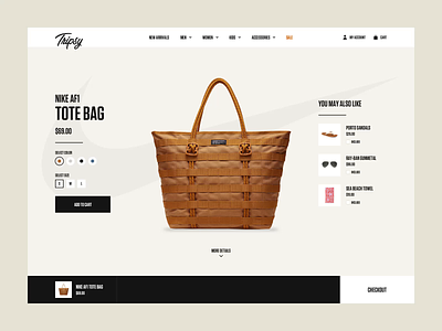 Tripsy - Product Details Page bag big commerce clean clothing design e commerce eshop fashion flip flop minimal product shoes shop shopify summer sunglasses ui ux web woocommerce