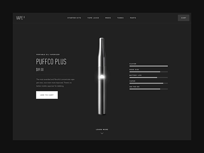 Vape X - Product Details Page animated bigcommerce cbd clean design e commerce eshop minimal oil product redesign shopify smoke theme ui ux vape vaporizer web woocommerce