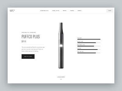 Vape X - Product Details Page Light Version bigcommerce cbd cbd oil clean design e commerce eshop minimal oil product redesign shop shopify ui ux vape vaporizer web white woocommerce