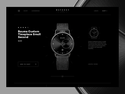 Watchsy - Product Details Page bigcommerce black cart clean clock design e commerce eshop fashion minimal product redesign shop shopify ui ux watch web white woocommerce