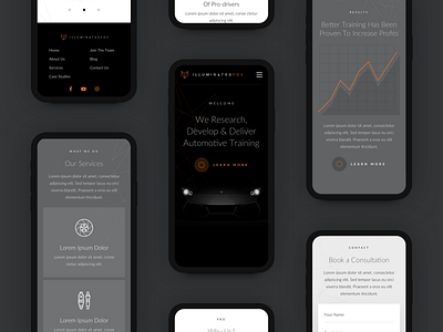Illuminated Fox - Mobile Homepage automotive car clean company dark design mobile responsive ui ux web web design